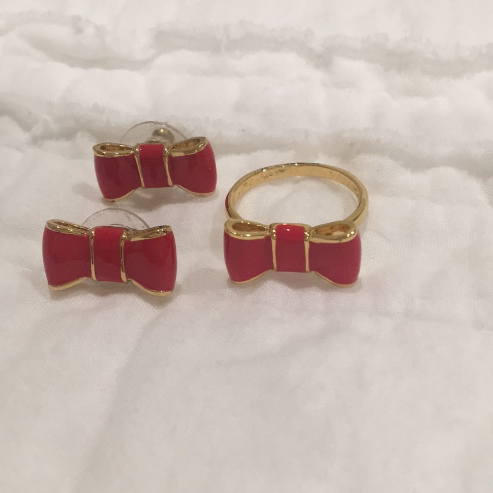 Kate Spade “Take a Bow” Earring and Sz 7 Ring Set